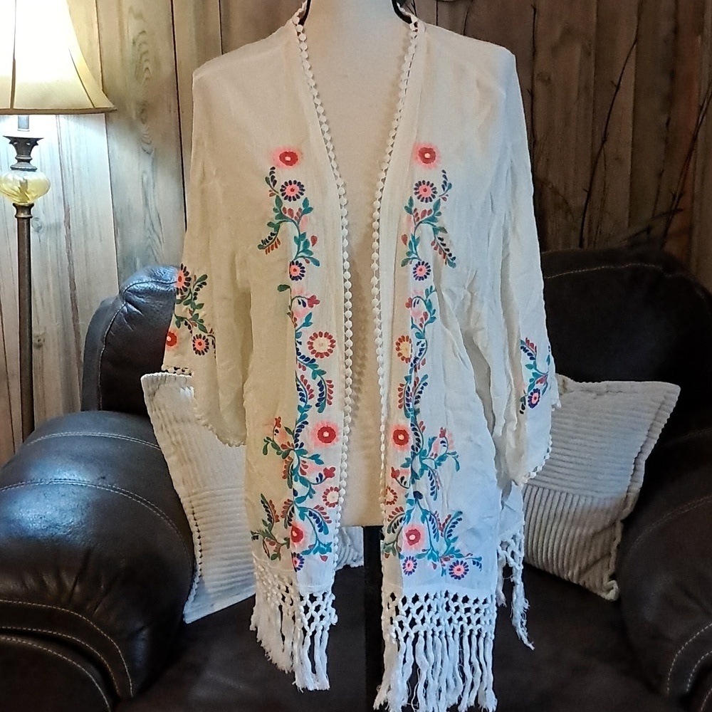 Women's Cardigan Floral Print Rewind Embellished Cottagecore Boho Festival
